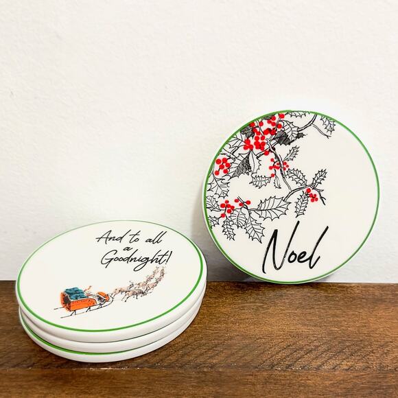 NWT: Godinger - Peace on Earth, Ceramic Christmas Coasters - Set of 4 - Picture 5 of 8